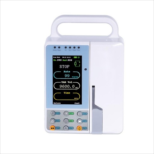 Bomba de infusiones con pantalla LCD a color de 4.3 pulgadas y control remoto.