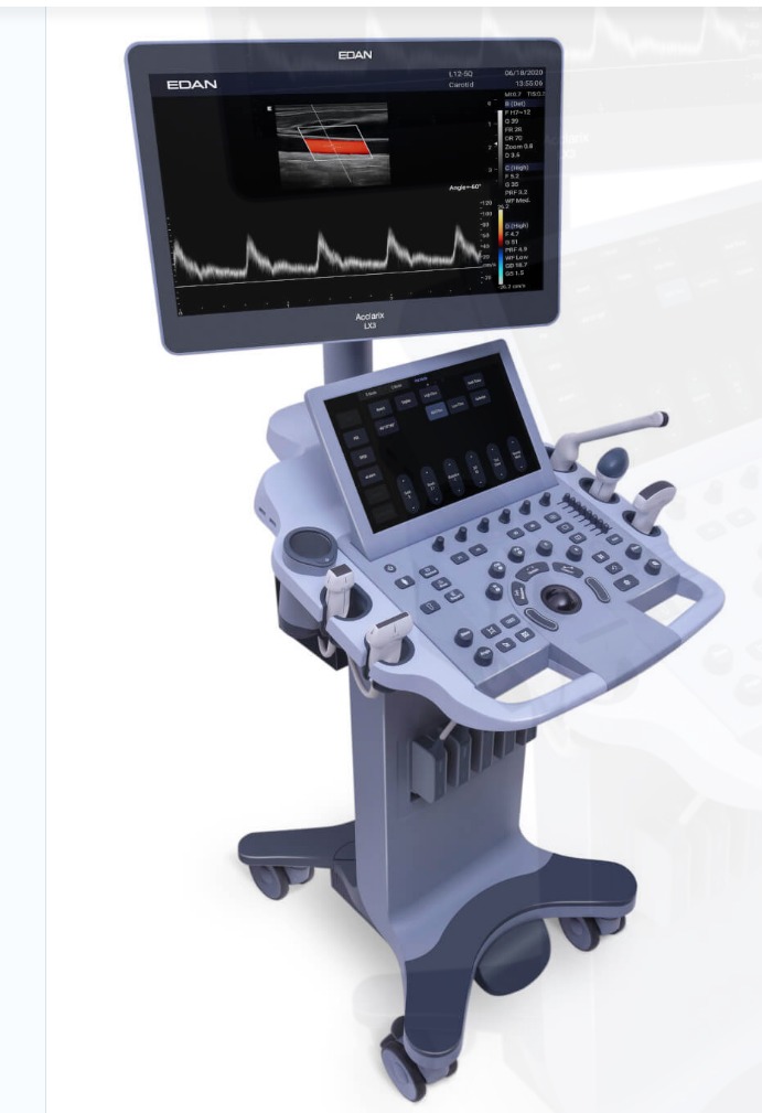 Ultrasound Edan LX3 Scanner de la marca con sondas cardiacas, convexas, lineales y endovaginales.