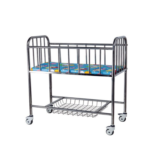 Stainless steel Baby Bed with mattress