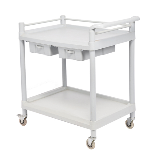 ABS material medical trolley cart with two drawer and one Bucket