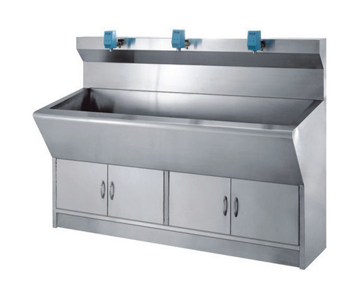 Auto-Sensing stainless steel hospital hand washing sink for three preson