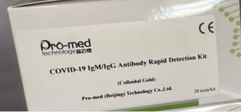 Kit de prueba rápida de anticuerpos Covid 19 IgM/IgG (coloidal) 20 pruebas/caja