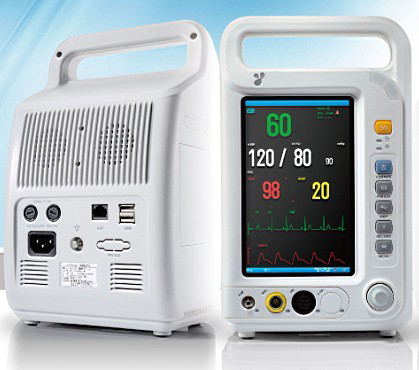 Moniteur patient multiparamètre, brassard et tube NIBP, câble et électrodes ECG, capteur SpO2, câble d'alimentation, manuel d'utilisatio