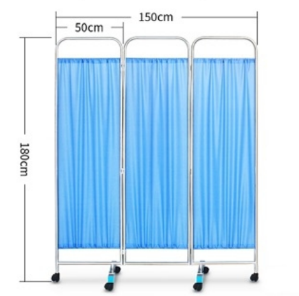 3 channel Hospital screen with wheels(201 material)