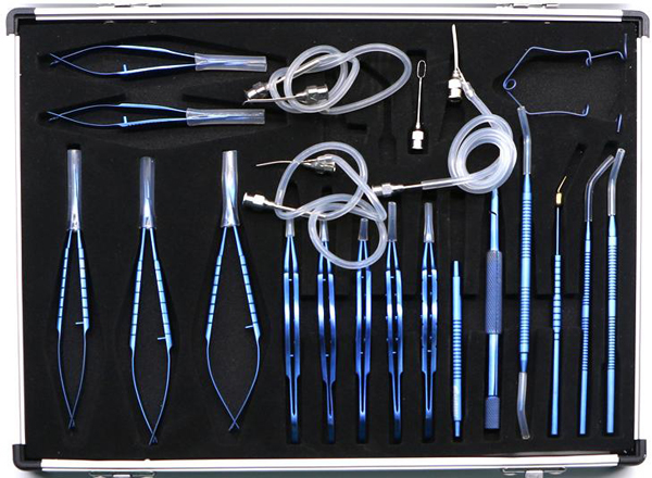 Ensemble d'instruments pour chirurgie de la cataracte, 21 pièces