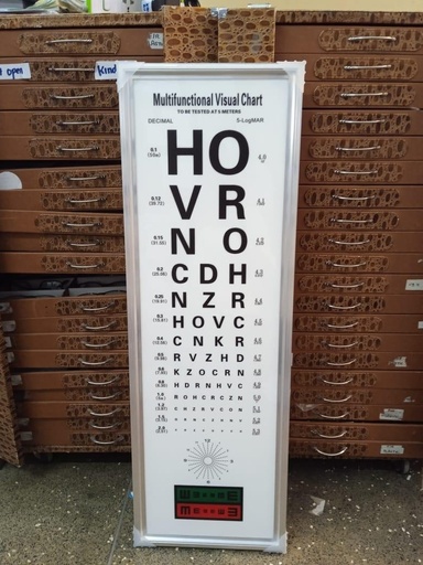 [CC5M] Boîte à lumière LED eye chart 5 mètres version anglaise